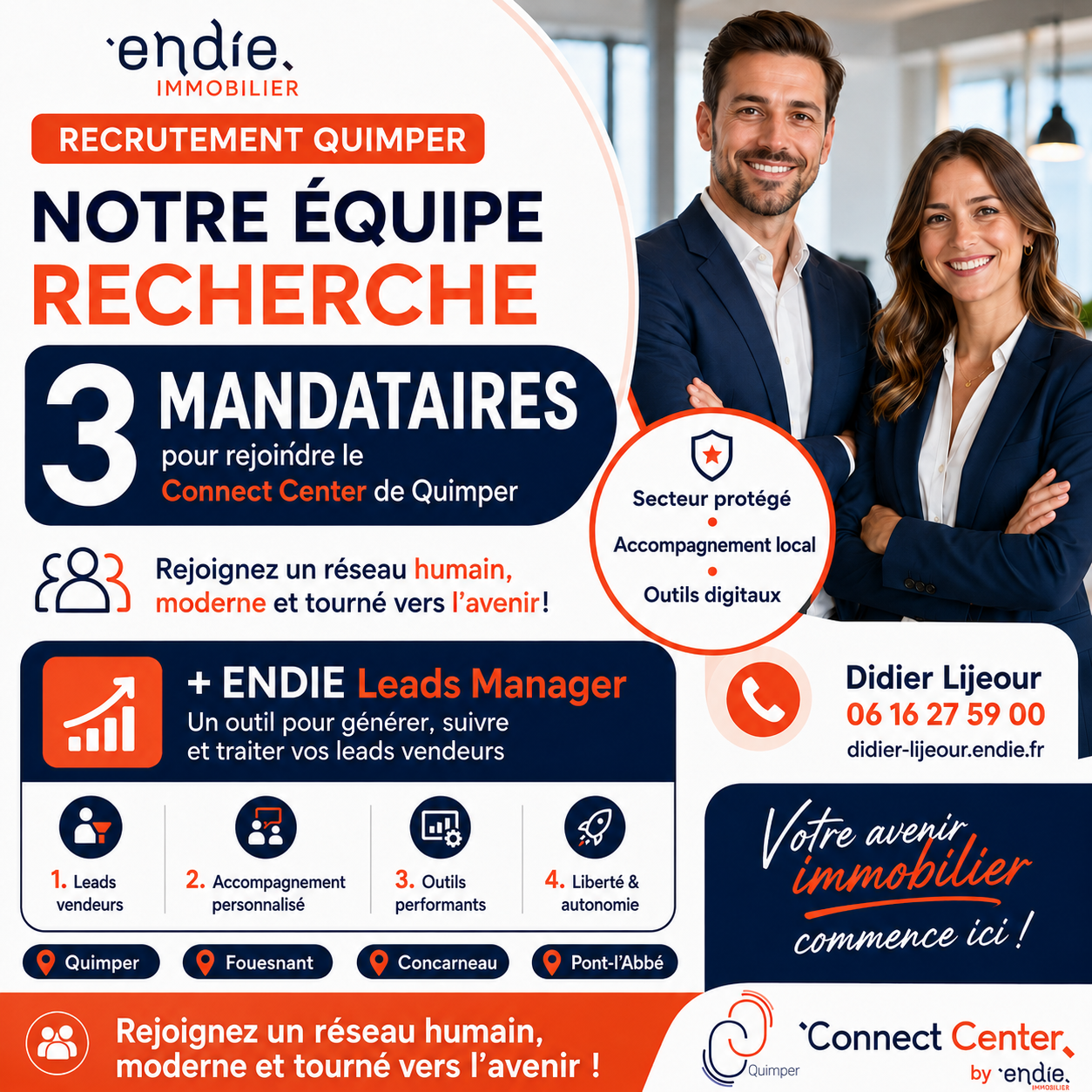 ENDIE Quimper recrute des mandataires immobiliers en Finistère et Bretagne Ouest