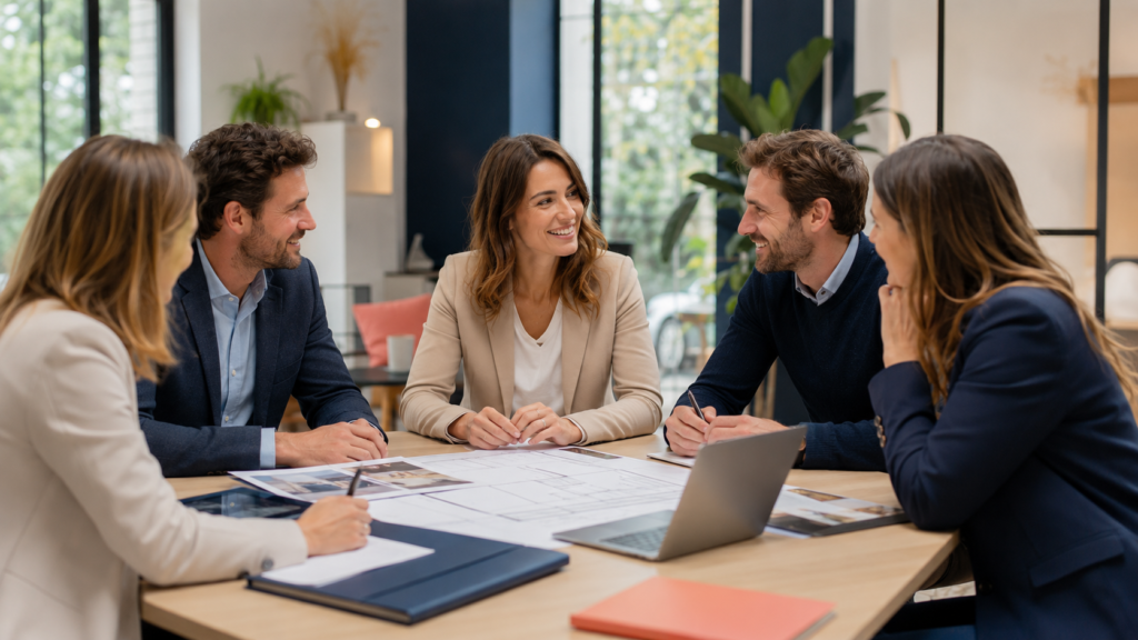 Conseiller immobilier réalisant une estimation de maison à Quimper